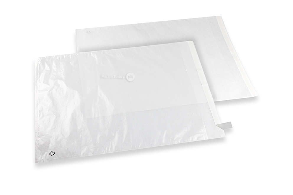 Sacos de glassine branco com fita adesiva - 320 x 400 mm