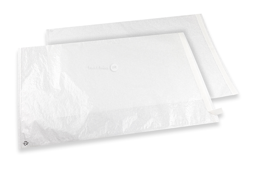 Sacos de glassine branco com fita adesiva - 340 x 500 mm