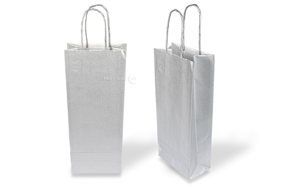 Sacos para garrafas de vinho - prateado