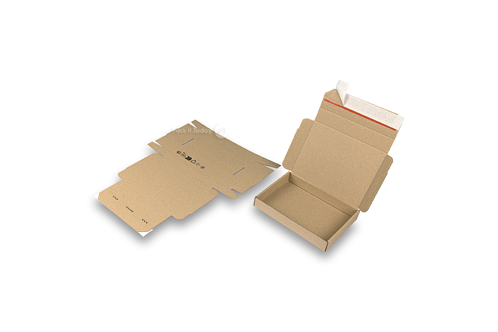 Caixas de transporte dobráveis com fita autocolante - 160 x 120 x 25 mm (A6), castanho