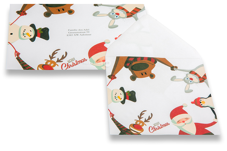 Envelopes de cartões de Natal - caracteres de Natal